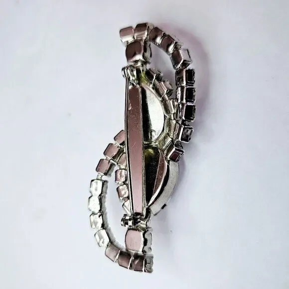 Vintage Large Icy Clear Rhinestone Openwork Prong Set Silver Tone Brooch Pin - Picture 7 of 9